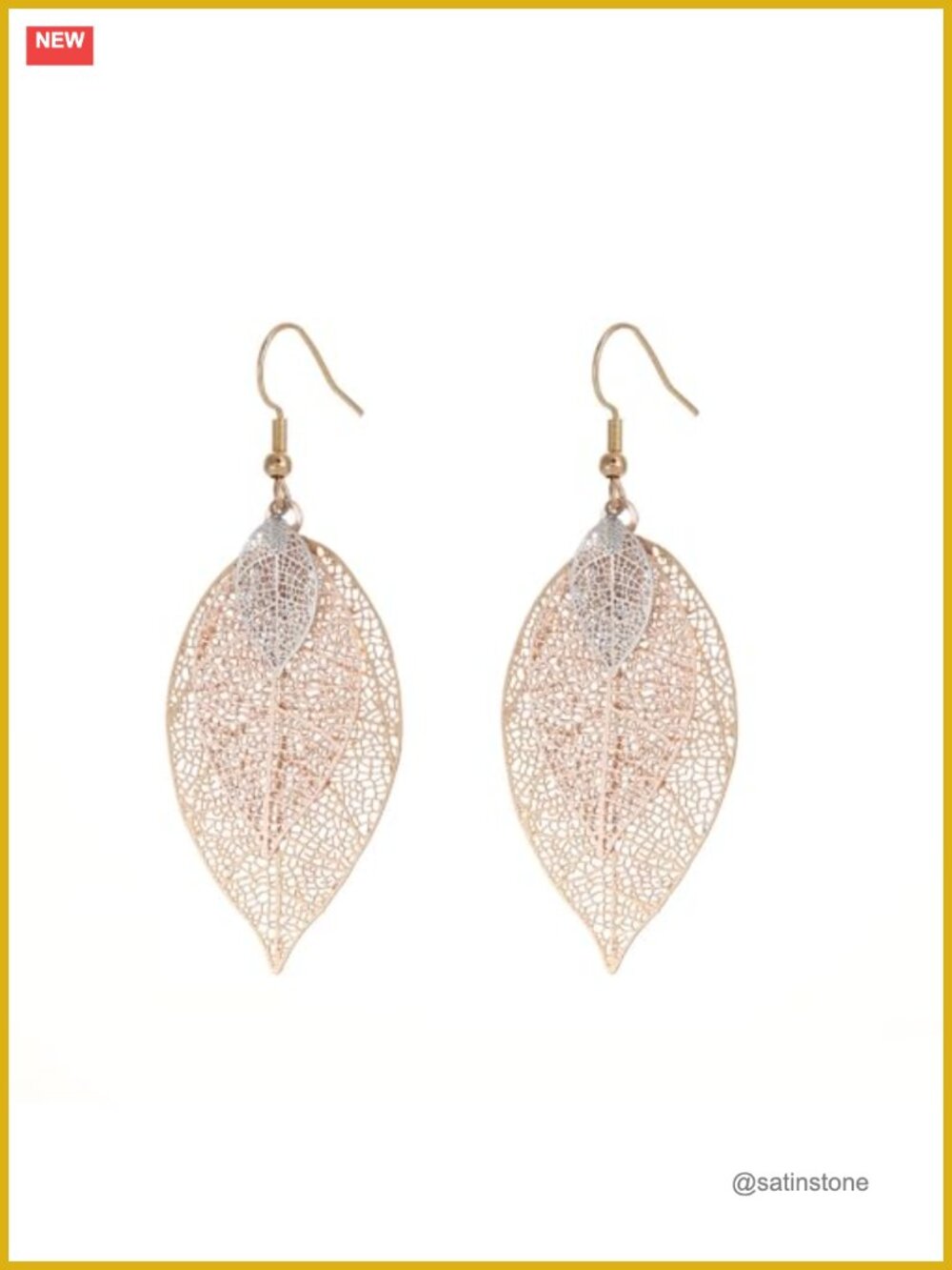 Maple Leaf Dangle Earrings 14k Gold Plated Brass Cubic Zirconia Fall Jewelry